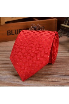 Red Checkered Emulation Silk NeckTie