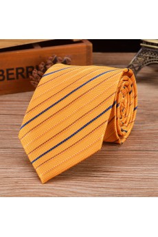 Yellow Striped Emulation Silk NeckTie