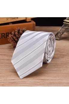 White Striped Emulation Silk NeckTie