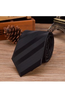 Black Striped Emulation Silk NeckTie