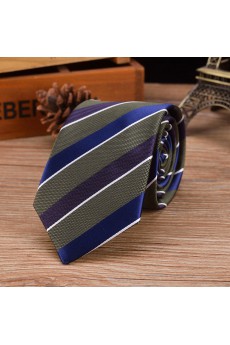 Brown Striped Emulation Silk NeckTie