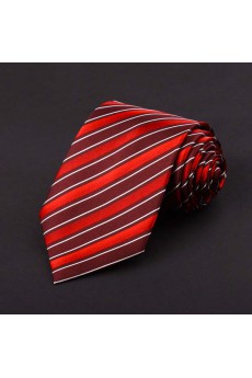 Red Striped 100% Silk NeckTie