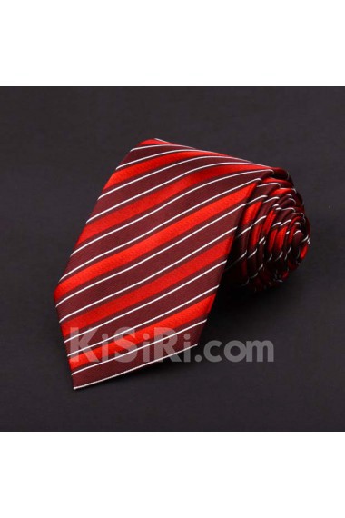 Red Striped 100% Silk NeckTie