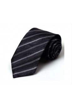 Black Striped 100% Silk NeckTie