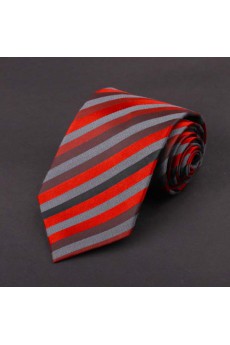 Red Striped 100% Silk NeckTie
