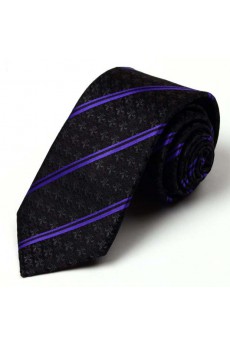 Black Striped 100% Silk NeckTie