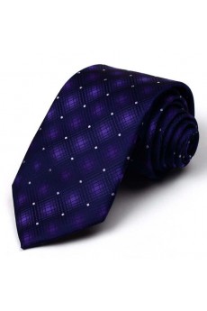 Purple Plaid 100% Silk NeckTie