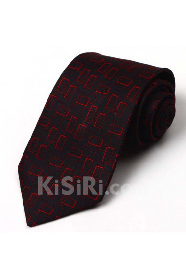 Black Plaid 100% Silk NeckTie