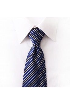 Blue Striped Microfiber NeckTie