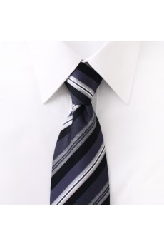 Gray Striped Microfiber NeckTie