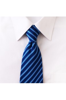 Blue Striped Microfiber NeckTie