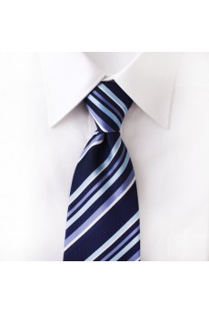 Blue Striped Microfiber NeckTie