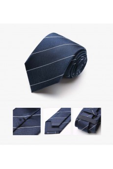 Blue Striped 100% Silk NeckTie