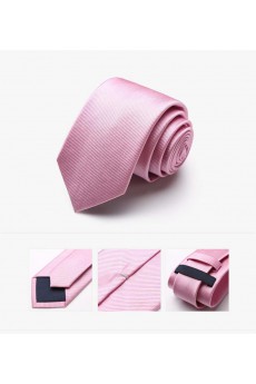 Pink Striped 100% Silk NeckTie