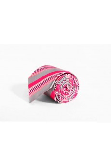 Pink Striped Polyester NeckTie