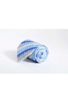 Blue Checkered Polyester NeckTie