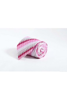 Pink Checkered Polyester NeckTie