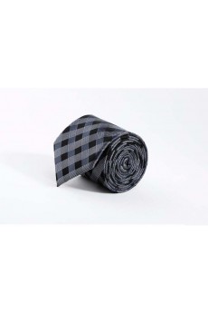 Gray Checkered Polyester NeckTie