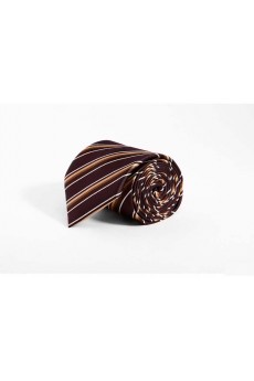 Brown Striped Polyester NeckTie