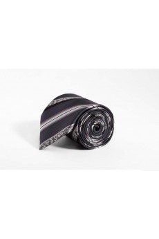 Gray Striped Polyester NeckTie