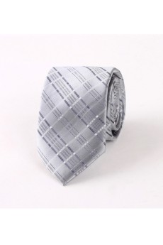 Gray Striped Polyester NeckTie