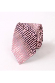 Pink Striped Polyester NeckTie