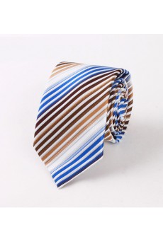 Brown Striped Polyester NeckTie