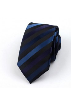 Black Striped Polyester NeckTie