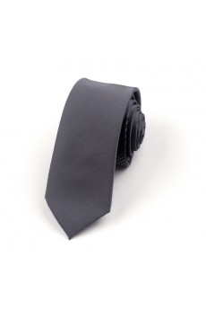 Gray Solid Polyester NeckTie