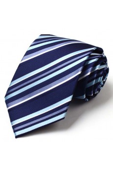 Blue Striped Polyester NeckTie