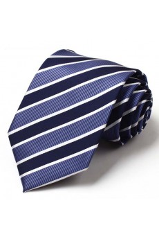 Purple Striped Polyester NeckTie