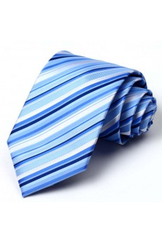 Blue Striped Polyester NeckTie