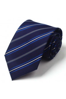 Blue Striped Polyester NeckTie