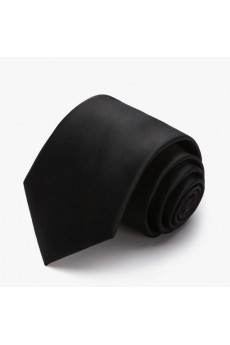 Black Solid Polyester NeckTie