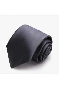 Gray Solid Polyester NeckTie