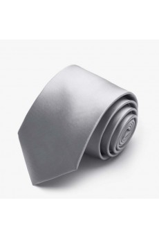 Gray Solid Polyester NeckTie