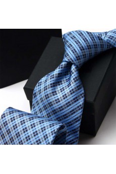 Blue Striped Polyester NeckTie