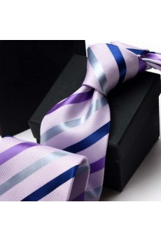 Purple Striped Polyester NeckTie