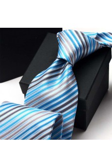 Green Striped Polyester NeckTie