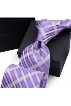 Purple Plaid Polyester NeckTie