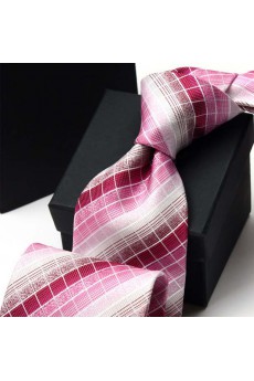 Red Plaid Polyester NeckTie