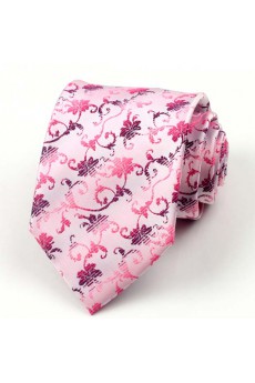 Pink Floral Polyester NeckTie