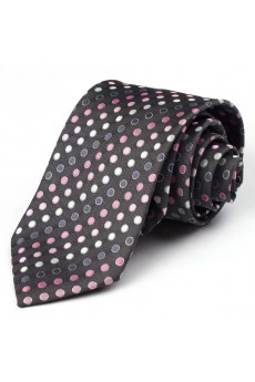 Gray Polka Dot Polyester NeckTie