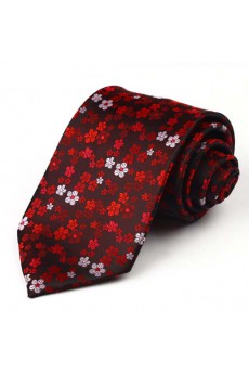 Red Floral Polyester NeckTie