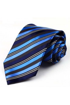 Blue Striped Polyester NeckTie