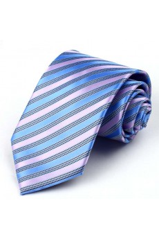 Blue Striped Polyester NeckTie