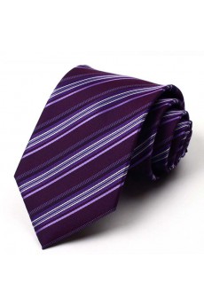 Purple Striped Polyester NeckTie