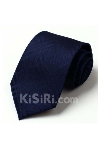 Blue Checkered Polyester NeckTie