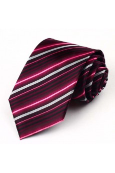 Red Striped Polyester NeckTie