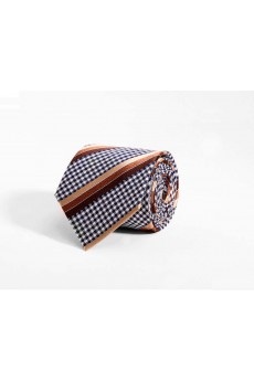 Brown Plaid 100% Silk NeckTie